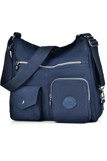  Torba hobo Bonluo damska, ciemnoniebieska, z tagiem RFID, wykonana z wodoodpornego materiału, wymiary 33*34*11 cm