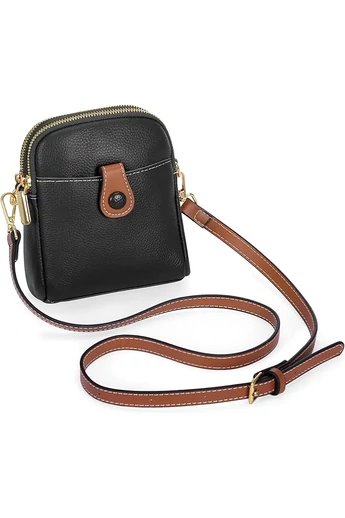  Bonluo Mini torebka na ramię z czarnej, naturalnej skóry, rozmiar (20*14*8 cm)