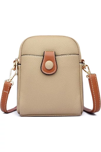  Torebka mini na ramię Bonluo brązowa ze skóry naturalnej, wymiary 20×14×8 cm