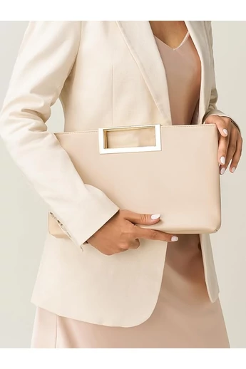  BONLUO Elegancka torebka ze skóry ekologicznej w kolorze nude (31x21x4 cm)