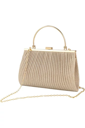 Elegancka złota torebka Bonluo na specjalne okazje z metalowym uchwytem, rozmiar akcesoriów (15*25*4,5 cm)