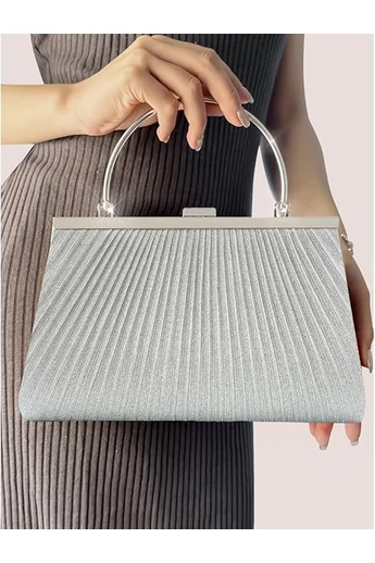  Elegancka torebka Bonluo Silver na specjalne okazje z metalowym uchwytem, rozmiar akcesoriów (15*25*4,5 cm)