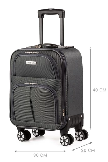 Walizka kabinowa troler 40*30*20 Wizz Air Ryanair Leonardo Davinci szary, miękka rozszerzalna