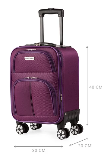 Walizka kabinowa 40*30*20 Wizz Air Ryanair Leonardo Davinci fioletowa, miękka, rozszerzalna