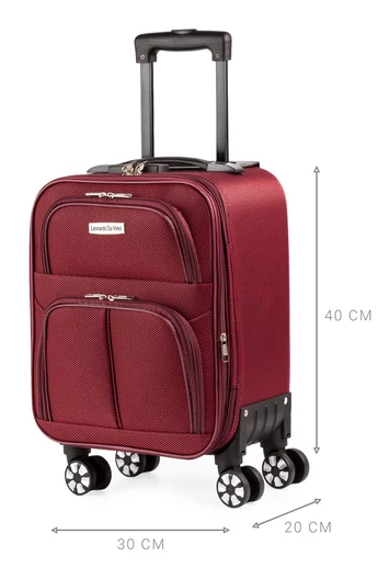 Walizka kabinowa 40*30*20 Wizz Air Ryanair Leonardo Davinci cherry, miękka, rozszerzalna