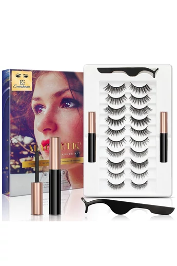 Zestaw 10 różnych par sztucznych rzęs z magnetycznym tuszem do rzęs i naturalnie wyglądającym aplikatorem