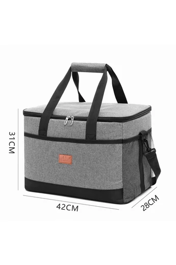  Torba termiczna Bonluo w kolorze szarym, wykonana z wodoodpornego materiału, wymiary 31*42*28 cm
