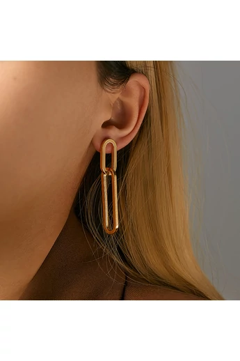  Eleganckie kolczyki z miedzi platerowanej 18-karatowym złotem, nowoczesny geometryczny wzór