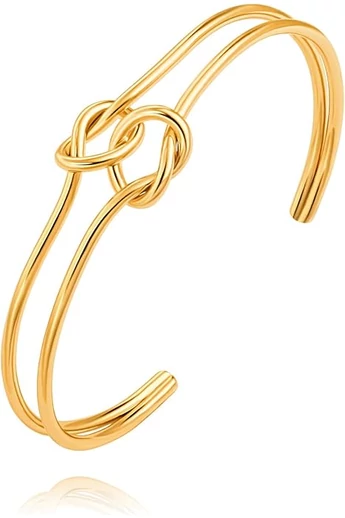  Elegancka bransoletka z tytanu ze złotymi wykończeniami i ozdobnym węzłem