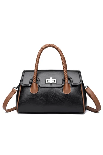  Czarna torebka Bonluo wykonana z ekologicznej skóry, wymiary 18*28*9 cm