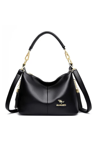 Torba na ramię Bonluo z czarnej ekoskóry, rozmiar 22*26*11 cm