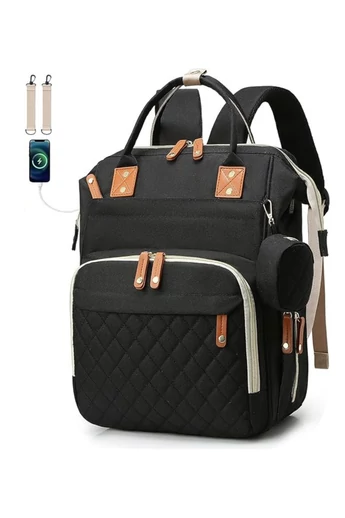  Plecak Bonluo dla mam, czarny, wielofunkcyjny, wodoodporny, z poliestru, z miejscem na USB, rozmiar Wizzair (40*29*15 cm)