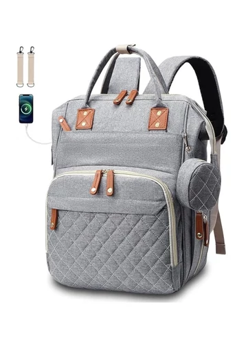 Wielofunkcyjny, wodoodporny plecak poliestrowy Bonluo Gray dla mam z portem USB Wizzair (rozmiar 40*29*15 cm)