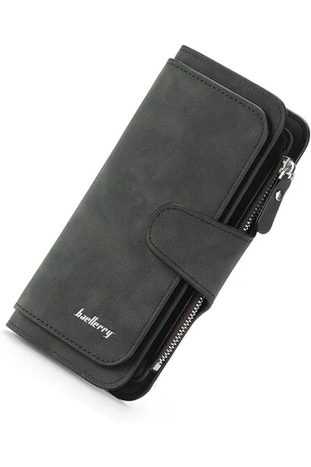  Bonluo Czarny wielofunkcyjny damski elegancki portfel ze skóry ekologicznej, wymiary 19*11*2,5 cm