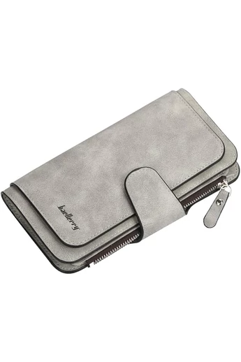  Wielofunkcyjny, elegancki portfel damski Bonluo w kolorze szarym, wykonany ze skóry ekologicznej, wymiary 19*11*2,5 cm