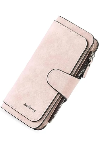  Bonluo Różowy Wielofunkcyjny Elegancki Portfel Damski Wykonany Ze Skóry Ekologicznej Rozmiar 19*11*2,5 cm