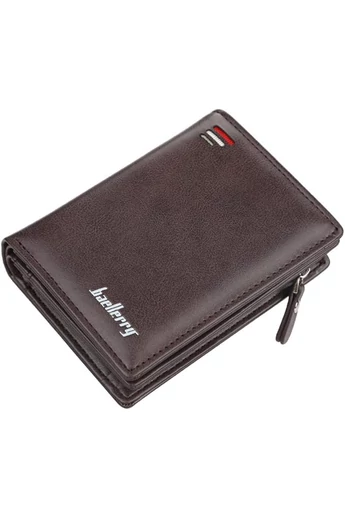  Portfel męski Bonluo Brown Bifold ze skóry ekologicznej z wieloma przegródkami, wymiary 12*9*2,5 cm