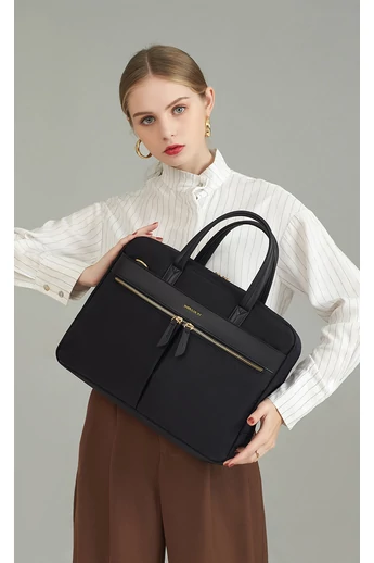  Czarna torba na laptopa Bonluo z wodoodpornego poliestru, wymiary (30*40,5*10 cm)