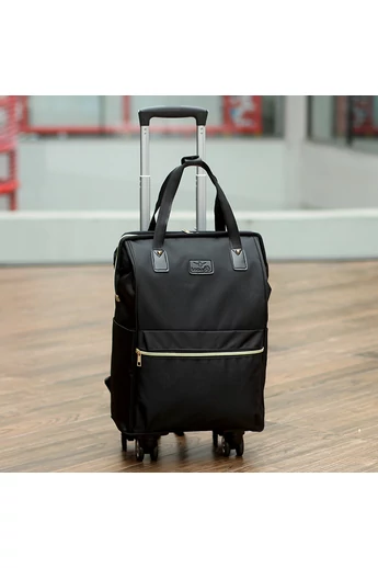  Czarna torba podróżna na kółkach Bonluo 2 w 1, wielofunkcyjny plecak idealny do wygodnej i zorganizowanej podróży (rozmiar 50*34*21 cm)