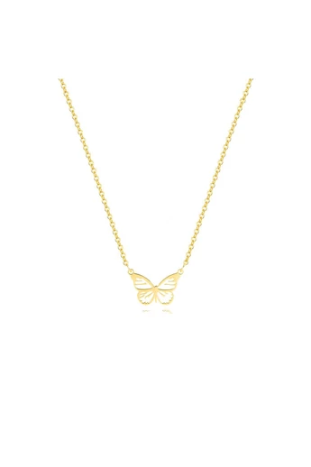  Łańcuszek damski ze stali nierdzewnej platerowanej 18-karatowym złotem z wisiorkiem w kształcie motyla