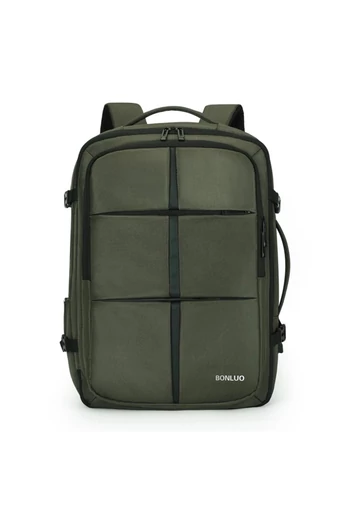 Plecak Bonluo zielony w stylu walizki, wielofunkcyjny, z możliwością rozszerzenia, wymiary Wizzair 40*30*20 cm
