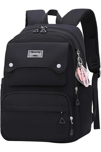  Czarny wodoodporny plecak poliestrowy Bonluo z dołączonym brelokiem, wymiary 45*31*19 cm