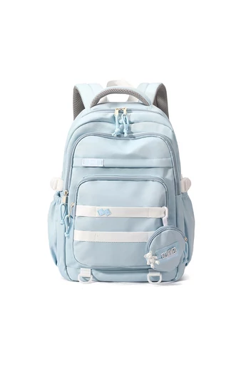 Torba szkolna Bonluo w kolorze jasnoniebieskim z dołączonym mini portfelem, rozmiar 47*31*16 cm