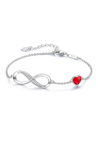 Elegancka bransoletka ze srebra próby 925 ozdobiona kryształami austriackiej wiśni. Najwyższa jakość.