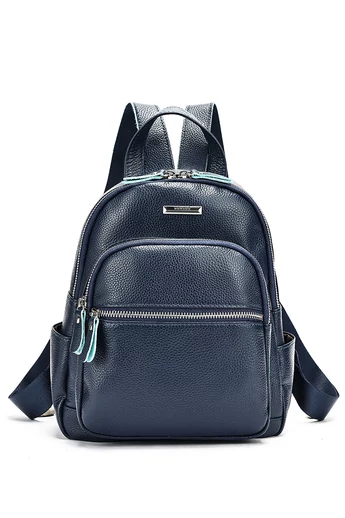 Plecak damski Bonluo ciemnoniebieski ze skóry naturalnej 27×22×11 cm