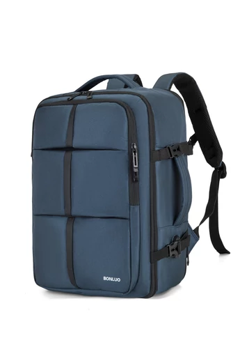 Plecak Bonluo niebieski w stylu walizki, wielofunkcyjny, z możliwością rozszerzenia, wymiary Wizzair 40*30*20 cm