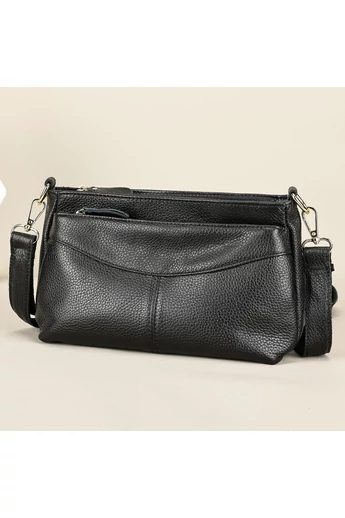  Czarna, skórzana torebka na ramię Bonluo z regulowanym paskiem (17*27*11 cm)