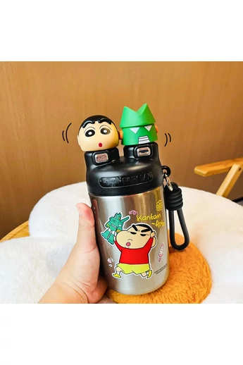  Termos o pojemności 620 ml ze srebrnym, animowanym wzorem, wykonany ze stali nierdzewnej 316, z możliwością podwójnego picia