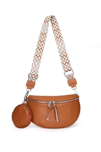  Brązowa skórzana torba na ramię z wyjmowanym portfelem, uniwersalna, 26*15*cm, Bonluo