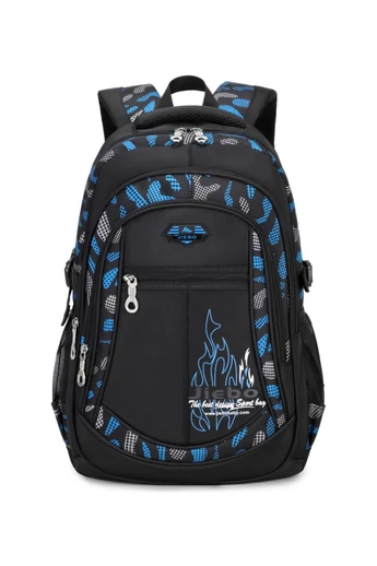  Wielofunkcyjny plecak szkolny w kolorze niebieskim z czarnym, pojemny i wodoodporny, 48*32*22 cm