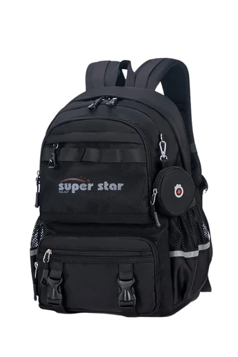  Wysokiej jakości unisexowy plecak szkolny wykonany z wodoodpornej i lekkiej tkaniny Oxford ZUONU, czarny, 44*32,5*18 cm