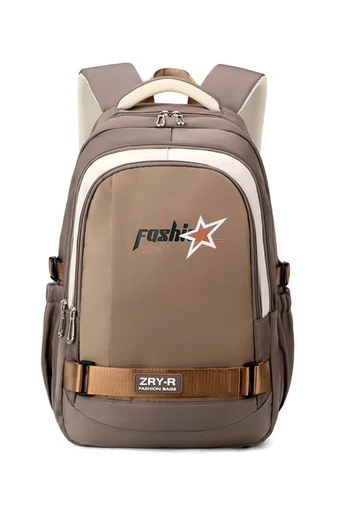 Odporny na zużycie plecak poliestrowy z kieszenią antykradzieżową i zwiększoną pojemnością, brązowy, 48*32*20 cm