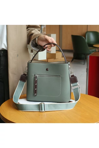  Elegancka torebka na ramię ze skóry naturalnej w kolorze zielonym, 22*25*12 cm