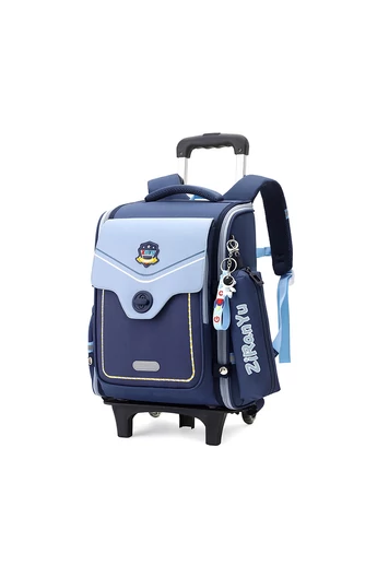  Wodoodporny niebieski plecak szkolny na kółkach z odpinaną rączką 39*32*20 cm
