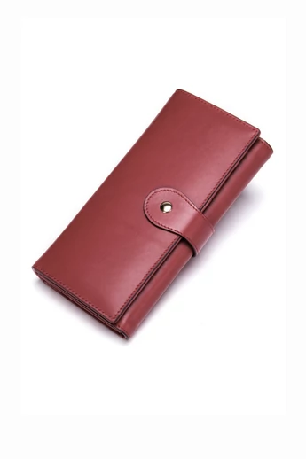  Portfel damski Bonluo w kolorze wiśniowo-czerwonym, wykonany ze skóry naturalnej, rozmiar (19*10*3,5 cm)