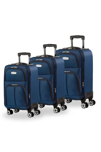  Zestaw wózków Leonardo Davinci w kolorze ciemnoniebieskim z wyjmowanymi kółkami i miękkimi, rozsuwanymi ściankami