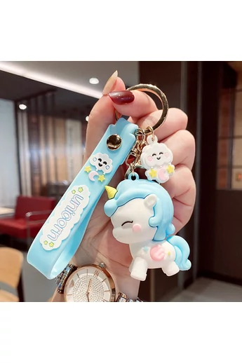  Uroczy niebieski gumowy brelok z jednorożcem