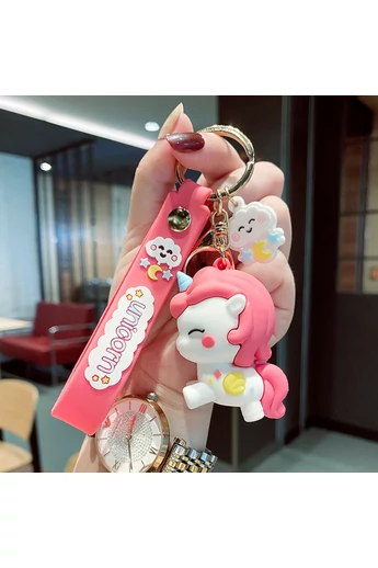 Uroczy różowy gumowy brelok z jednorożcem