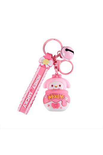  Gumowy brelok z uroczym wzorem króliczka w kolorze różowym