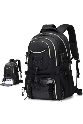  Plecak turystyczny o dużej pojemności, czarny, z przegrodą na laptopa i buty, 52*34*19 cm