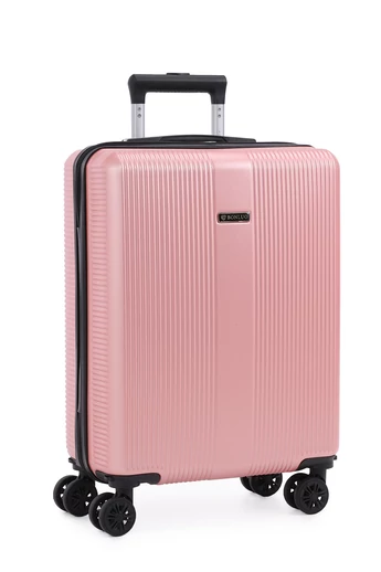 Walizka kabinowa Bonluo różowa Wizz Air twarda 55×40×20 cm odpinane koła