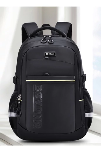  Wielofunkcyjny czarny plecak idealny do szkoły, wodoodporny, z przegrodą na laptopa, wymiary 48*32*17