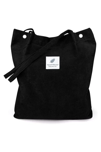  Torba typu tote Bonluo z czarnego płótna, pojemna, trwała i elegancka, 38*35*11 cm