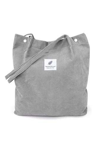 Torba typu tote Bonluo z szarego płótna, pojemna, trwała i elegancka, 38*35*11 cm
