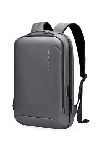  Plecak biznesowy antykradzieżowy, szary, Mark Ryden Oxford, wytrzymały, z portem USB, 42*30*11 cm, przegroda na laptopa 15,6"
