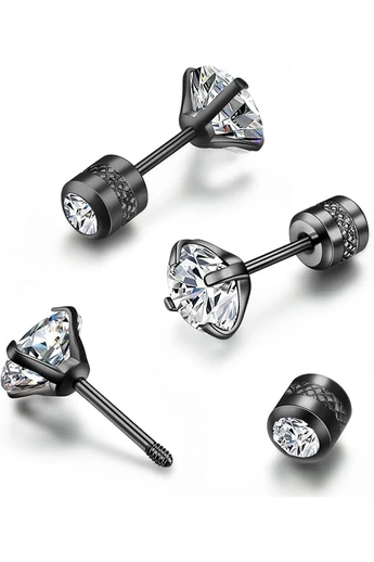  Czarny piercing ze stali nierdzewnej 316L z bezpiecznym zapięciem, rozmiar 3 mm (1 sztuka)